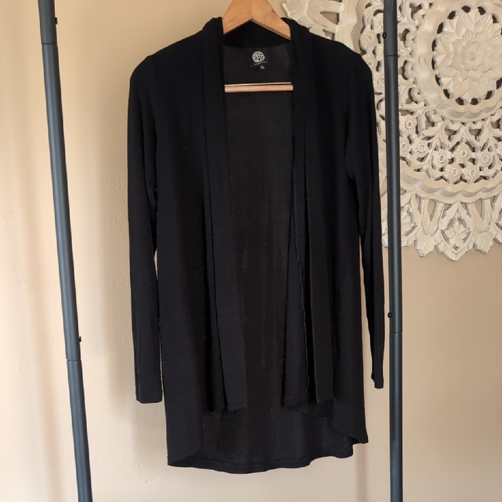 Bobeau Black Open Front Cardigan XS